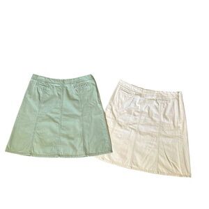 Eddie Bauer Y2K Stylish Women's Skirt Set Soft Army Green and Cream size 12